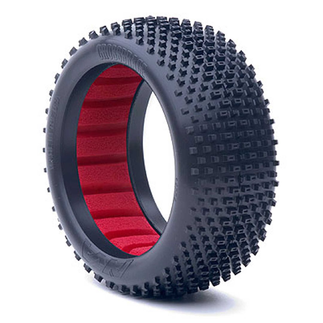 AKA Products 1/8 Buggy Crossbrace Med LW Tire w/ Red Insert (2) – image 2