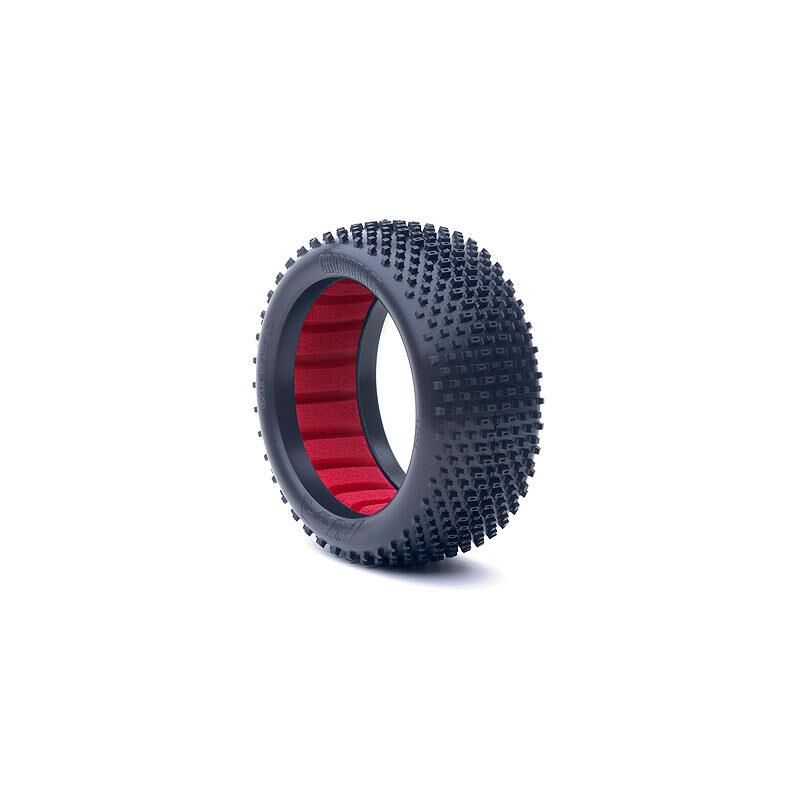 AKA Products 1/8 Buggy Crossbrace Med LW Tire w/ Red Insert (2) – image 3
