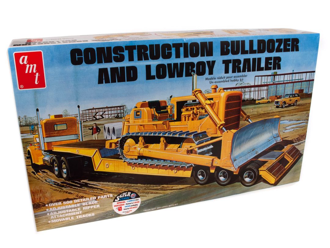 AMT Lowboy Trailer & Bulldozer Combo 1/25 Model Kit (Level 3) – image 3