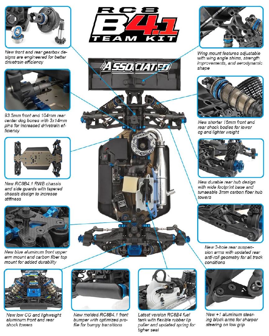 Team Associated 1/8 RC8 B4.1 4x4 Kit thumbnail 3