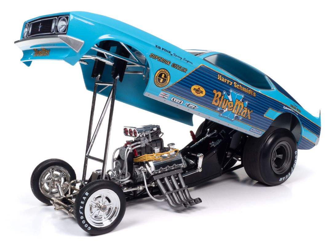 Auto World 1/18 Blue Max 1973 Ford Mustang Funny Car - Blue – image 4