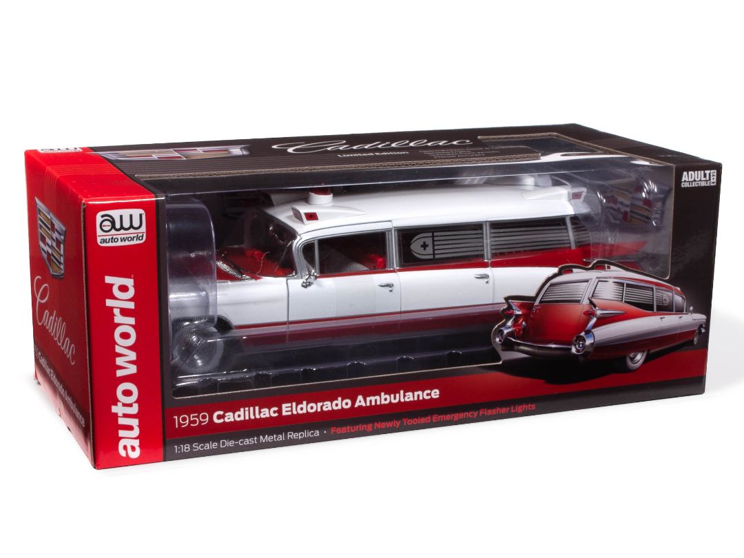 Auto World 1/18 1959 Cadillac Eldorado Ambulance - White & Red – image 13