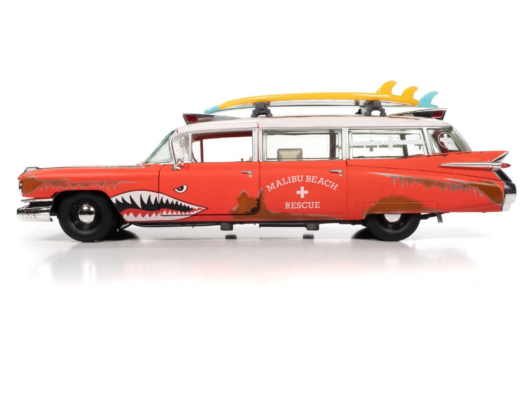 Auto World 1/18 1959 Cadillac Eldorado Ambulance Surf Shark – image 4