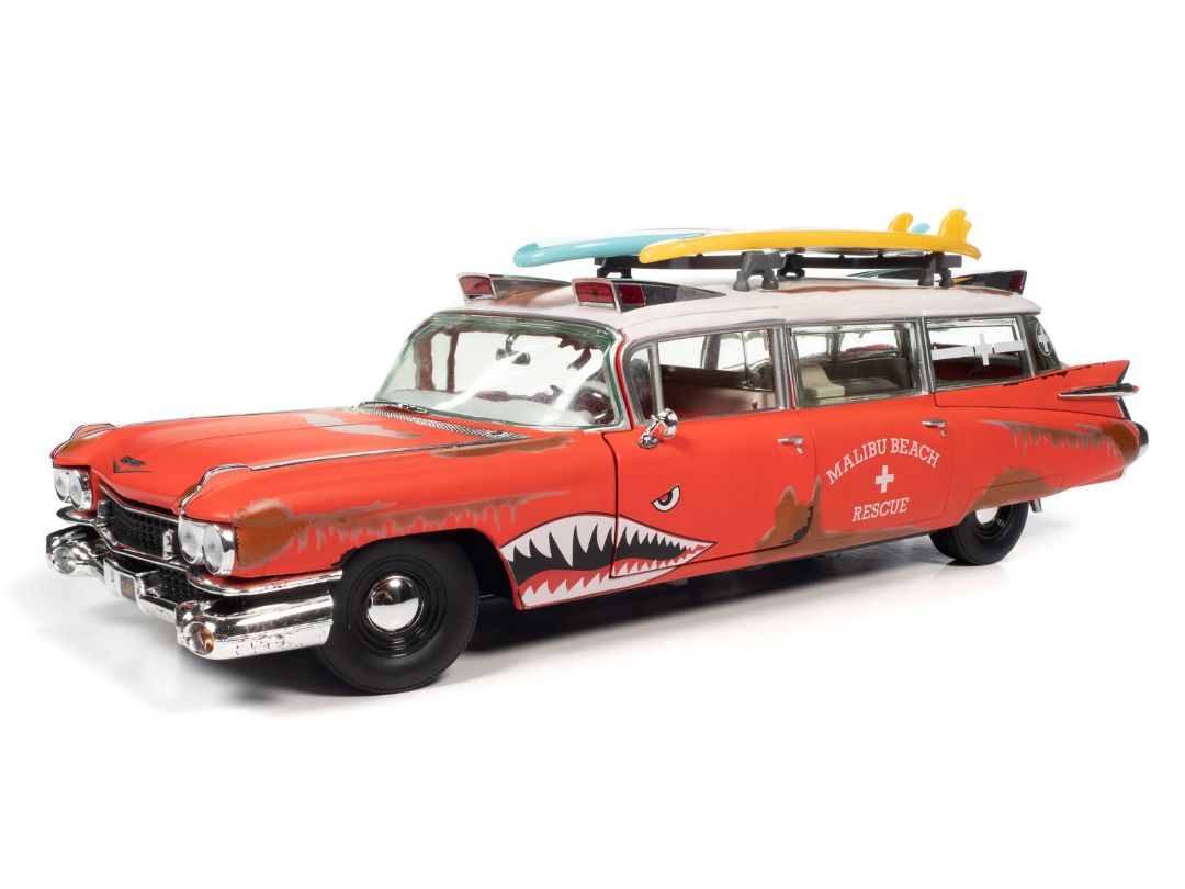 Auto World 1/18 1959 Cadillac Eldorado Ambulance Surf Shark – image 6
