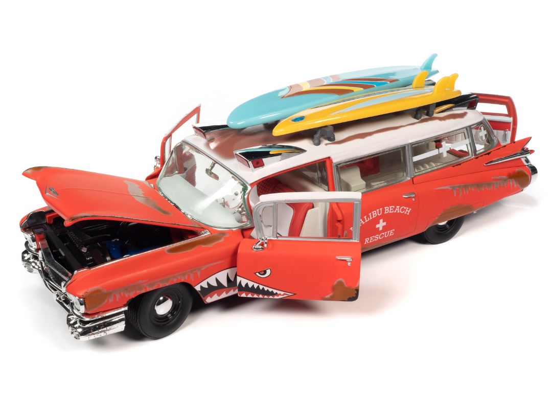 Auto World 1/18 1959 Cadillac Eldorado Ambulance Surf Shark – image 9