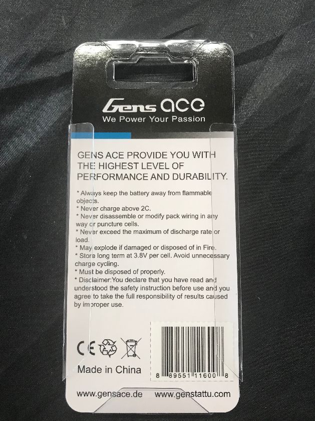 Gens Ace 200mAh 3.7V 45C 1S1P Lipo Battery - 2-pack – image 2