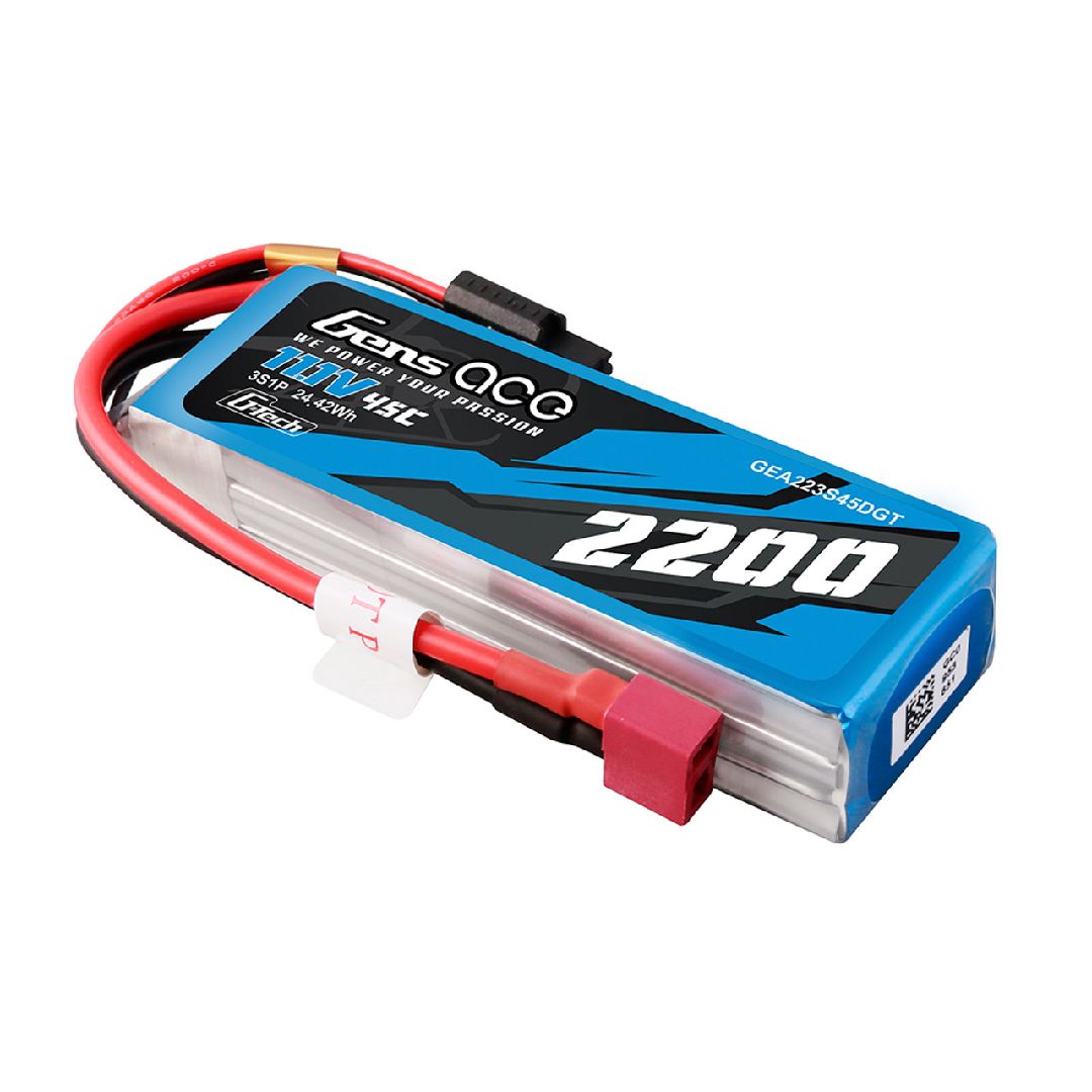 Gens Ace G-Tech 2200mAh 3S1P 11.1V 45C Lipo With Deans Plug thumbnail 1