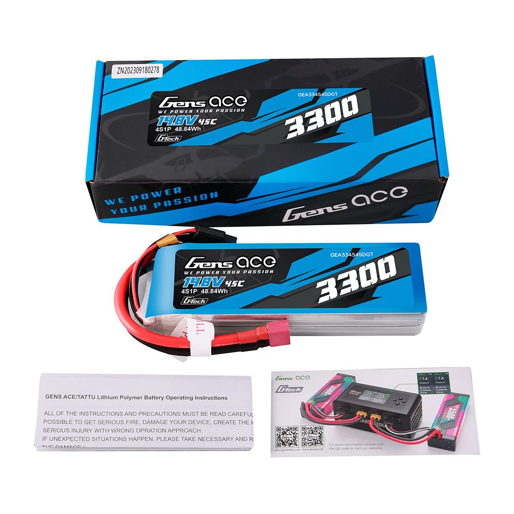 Gens Ace G-Tech 3300mAh 4S1P 14.8V 45C Lipo With Deans Plug – image 5