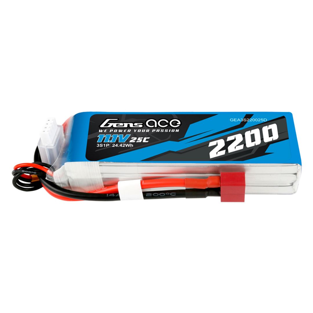Gens Ace 2200mAh 3S1P 11.1V 25C LiPo Deans Plug Soft Case thumbnail 1