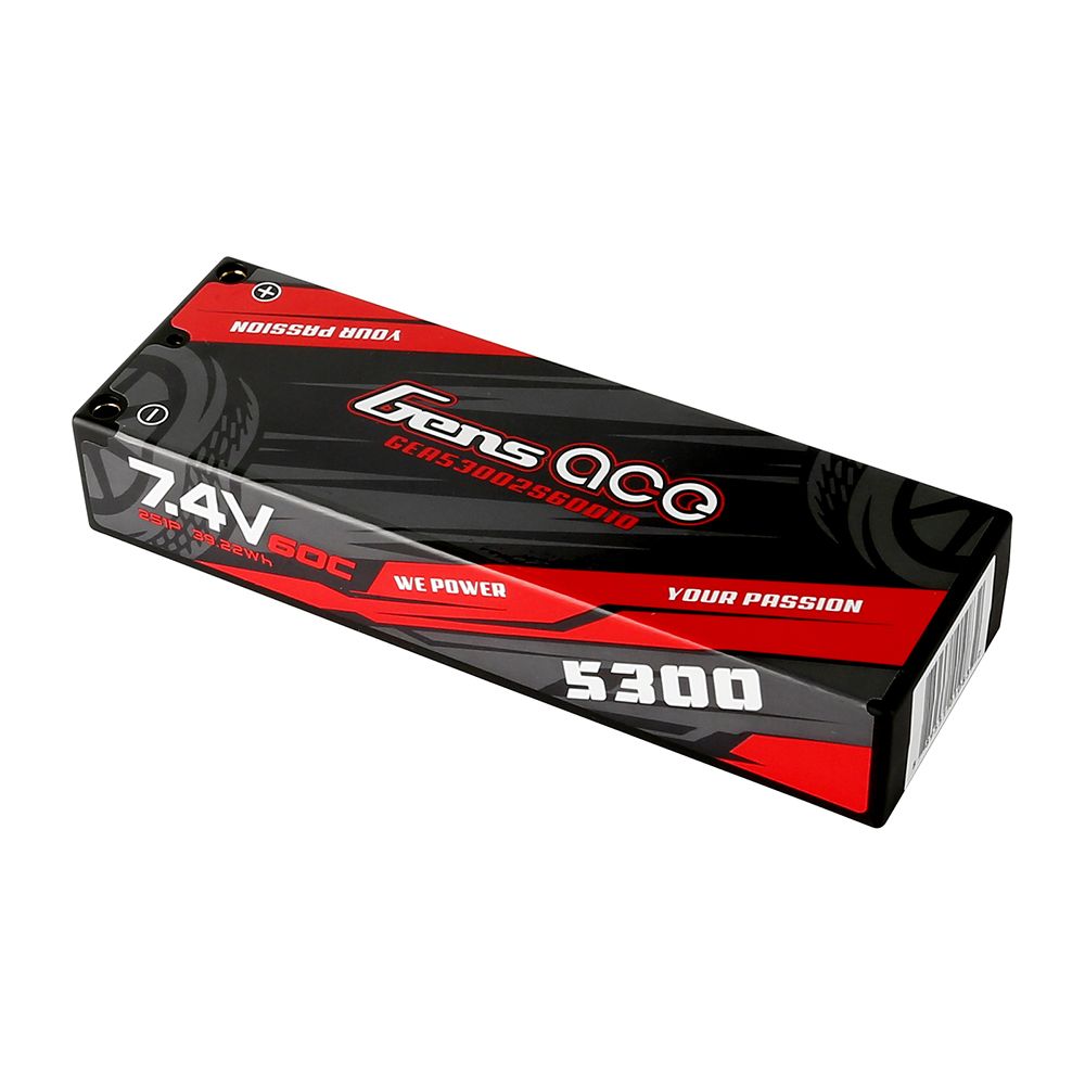 Gens Ace 2S 5300mAh 60C Hard Case LiPo Battery - 4.0mm Bullets – image 3