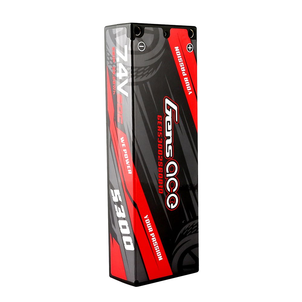 Gens Ace 2S 5300mAh 60C Hard Case LiPo Battery - 4.0mm Bullets – image 2