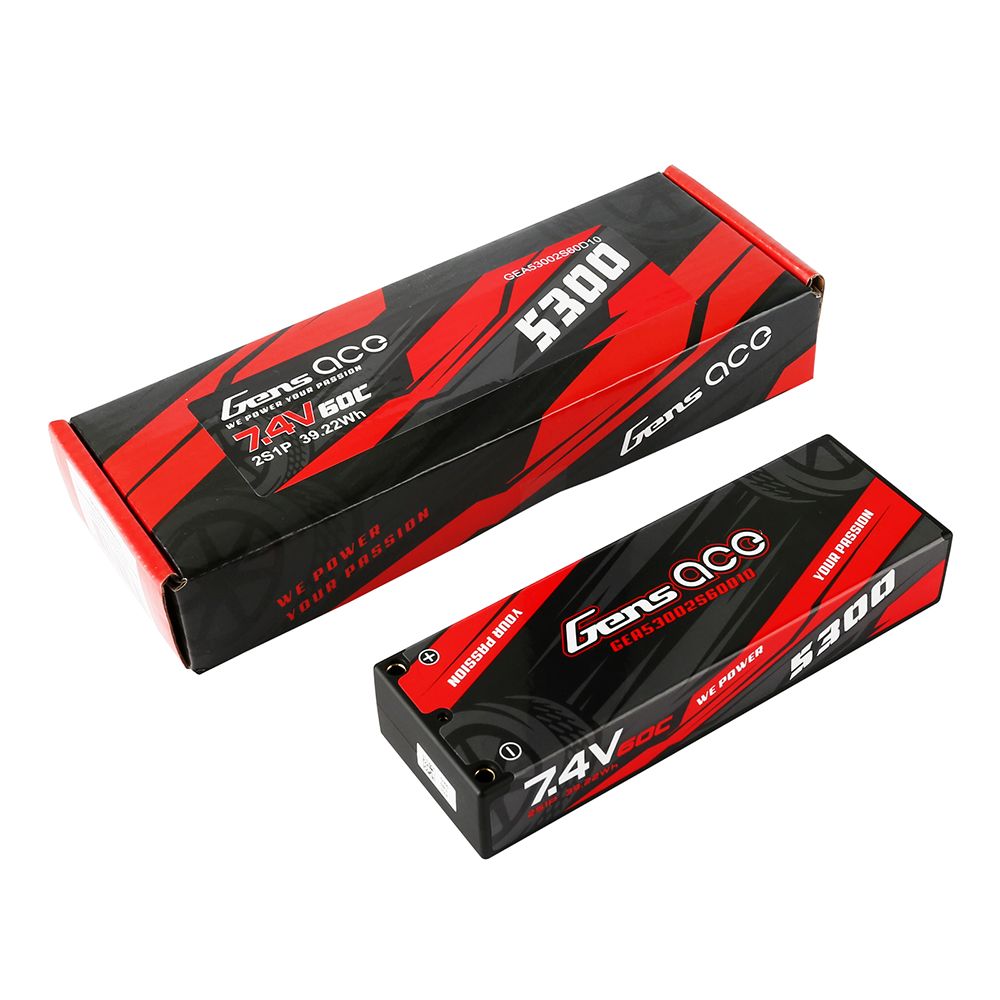 Gens Ace 2S 5300mAh 60C Hard Case LiPo Battery - 4.0mm Bullets – image 4
