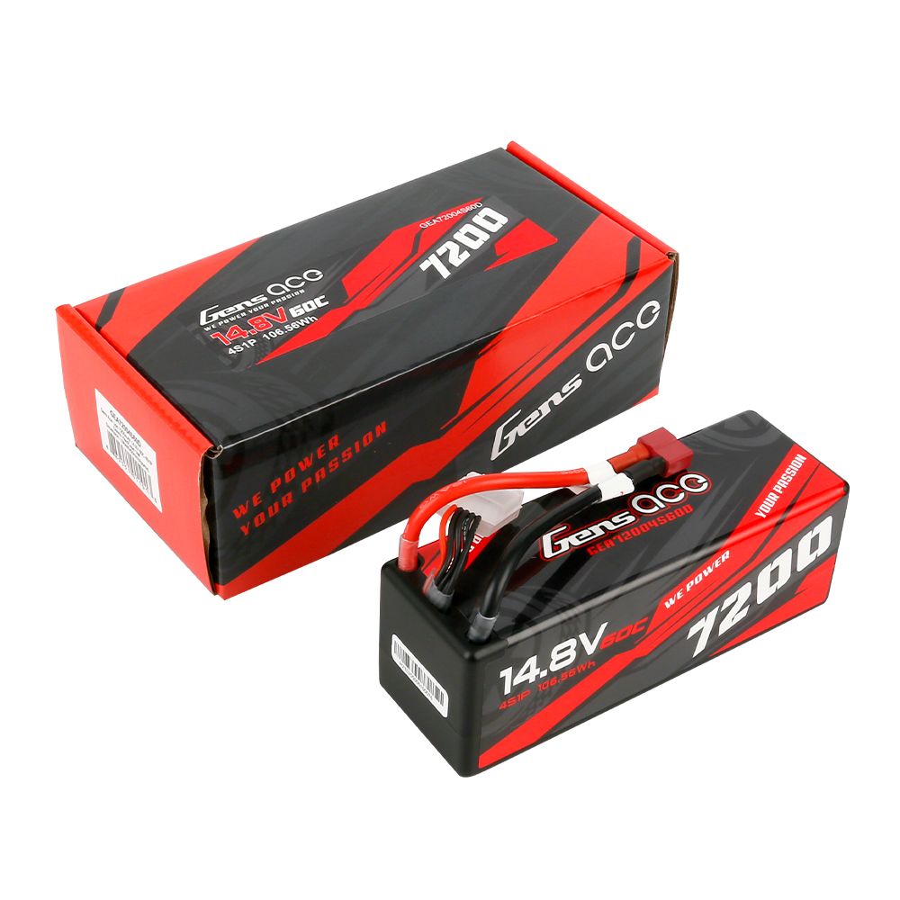 Gens Ace 4S 7200mAh 60C Hard Case LiPo Battery - Deans Plug – image 3
