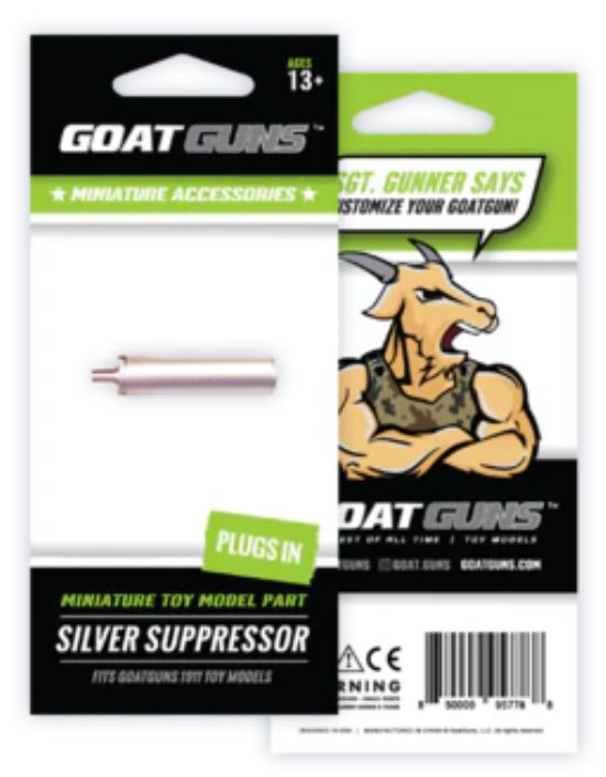 GoatGuns Diecast Metal suppressor for 1911. Plugs in - Silver – image 2