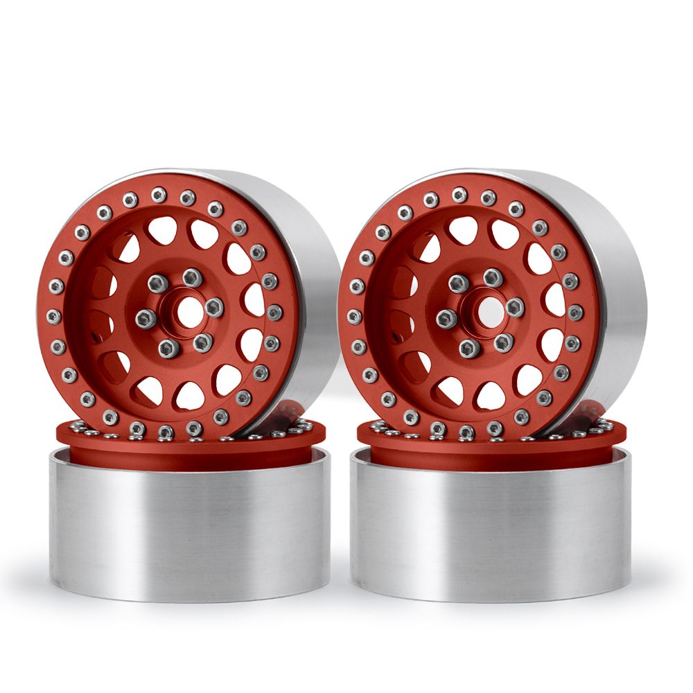 Hobby Details 1.9" Aluminum Wheels - M105 Red(4)(Red Ring) – image 6