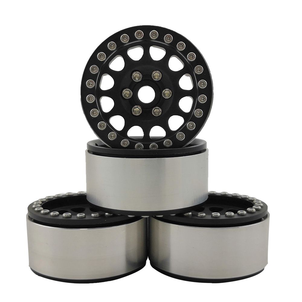 Hobby Details 1.9" Aluminum Wheels - M105 Black(4)(Black Ring) – image 3