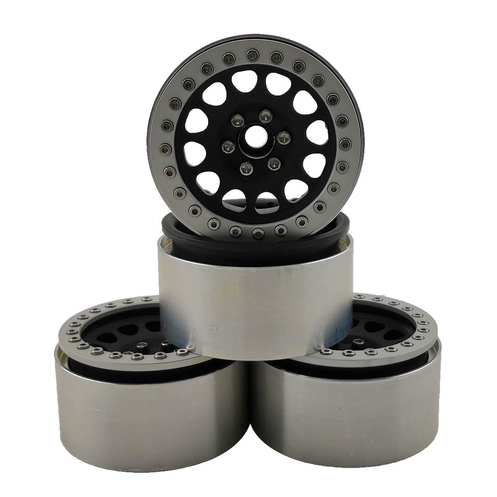 Hobby Details 1.9" Aluminum Wheels - M105 Black(4)(Silver Ring) – image 2