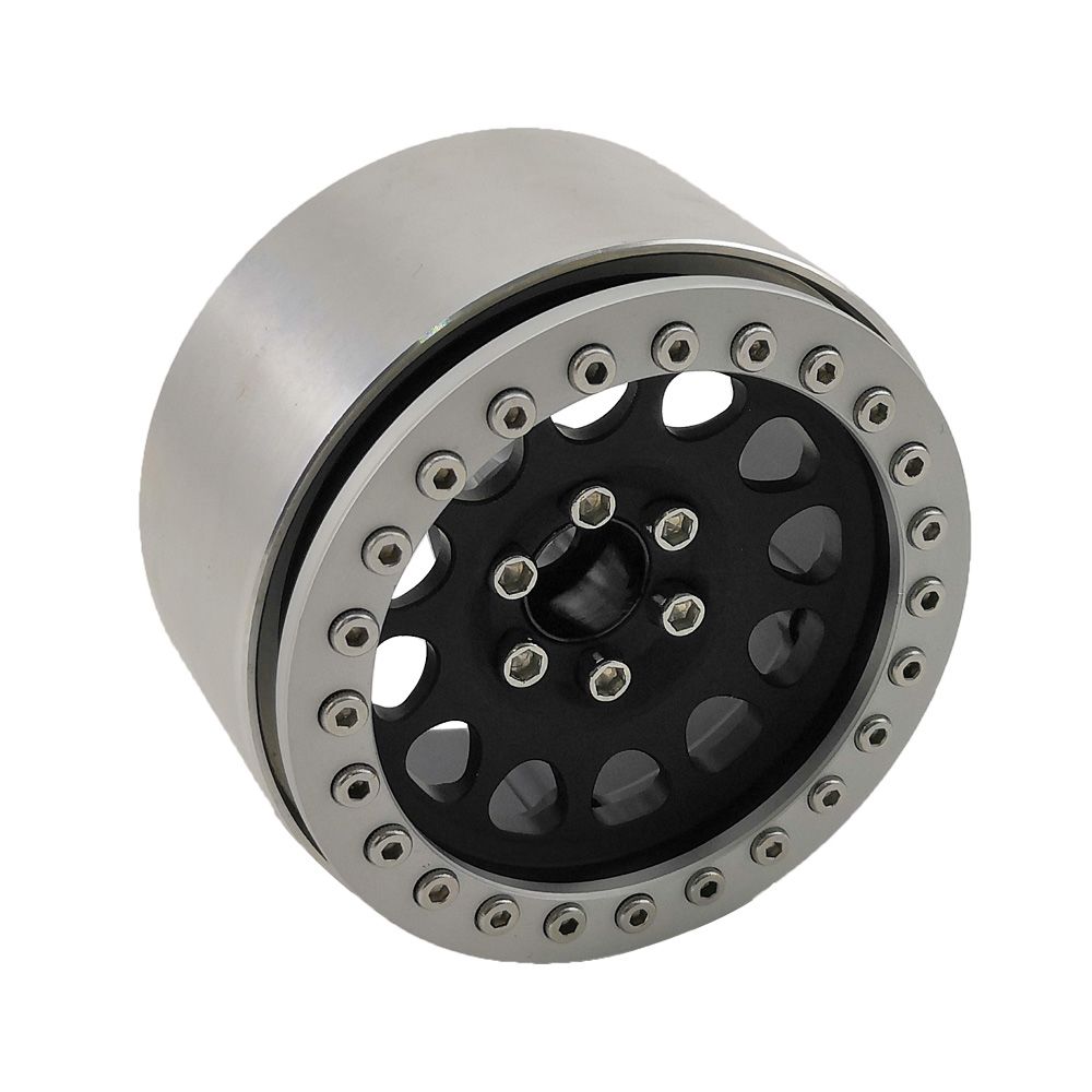 Hobby Details 1.9" Aluminum Wheels - M105 Black(4)(Silver Ring) – image 3