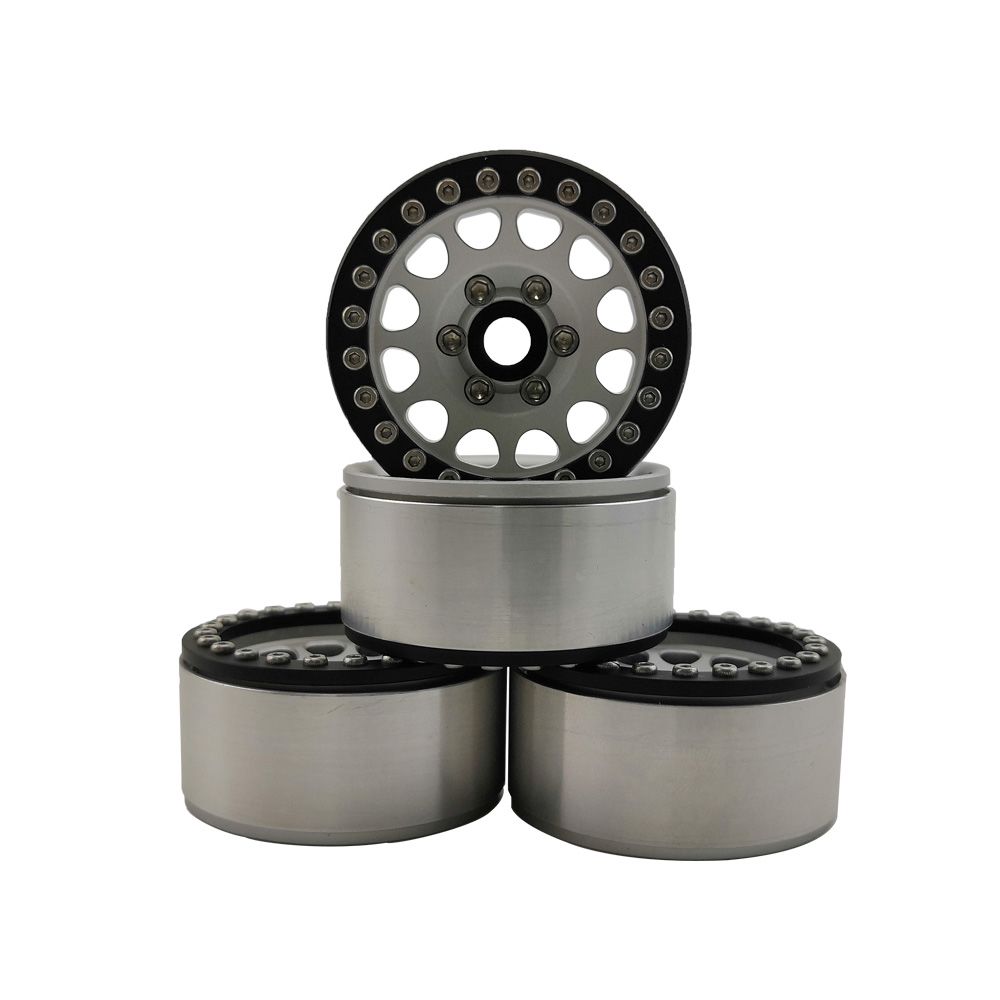 Hobby Details 1.9" Aluminum Wheels - M105 Silver (4)(Black Ring) – image 2
