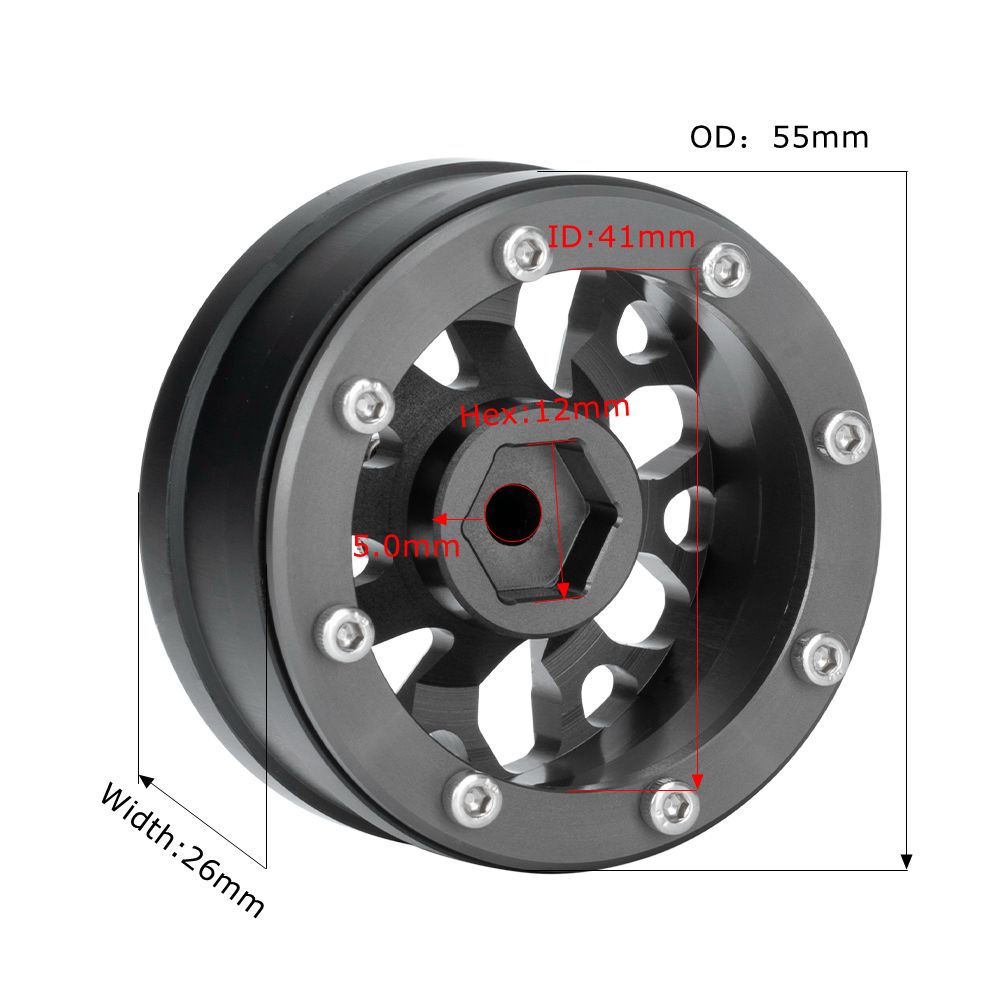 Hobby Details 1.9" Aluminum Wheels - Y Style (4) (Black) – image 6