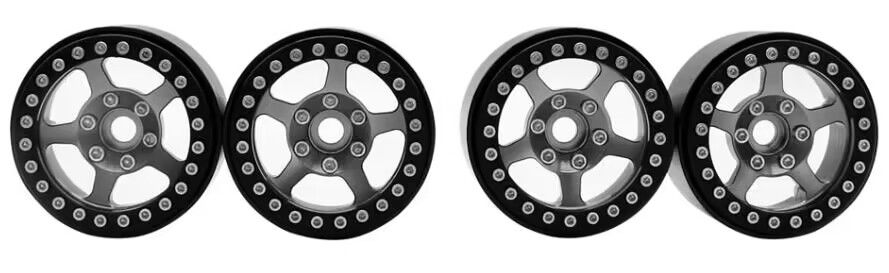 Hobby Details 1.9" Aluminum Wheels - 5 Stars (4)(Black Ti) – image 2