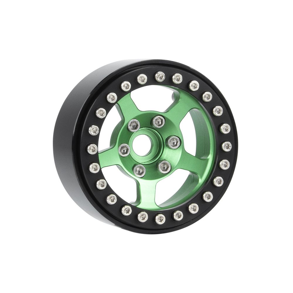 Hobby Details 1.9" Aluminum Wheels - 5 Stars (4)(Black Green) – image 2