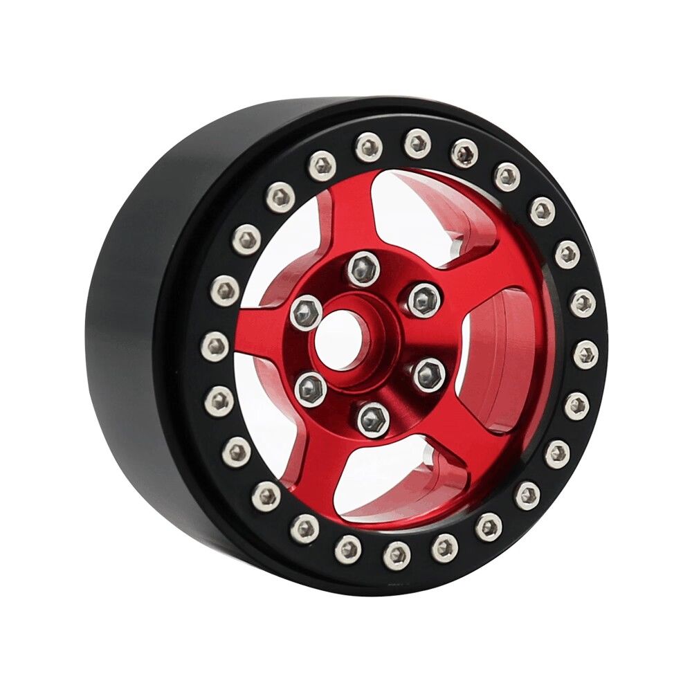 Hobby Details 1.9" Aluminum Wheels - 5 Stars (4)(Black Red) – image 2