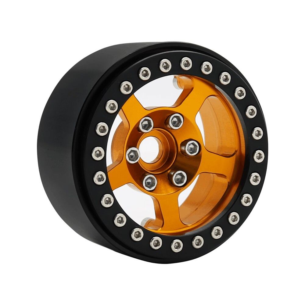 Hobby Details 1.9" Aluminum Wheel-5 Stars(4)(Black Light Golden) – image 2