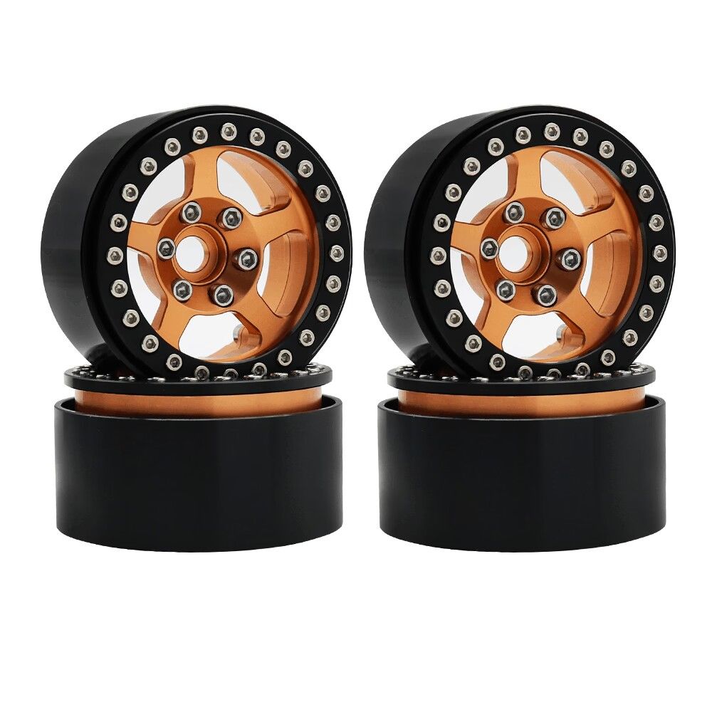 Hobby Details 1.9" Aluminum Wheel-5 Stars(4)(Black Light Golden) – image 3