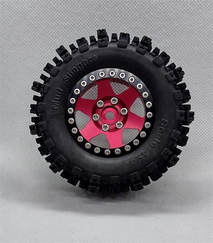 Hobby Details 1.9"Aluminum Wheels-6 Star (4) Red With Black Ring – image 2