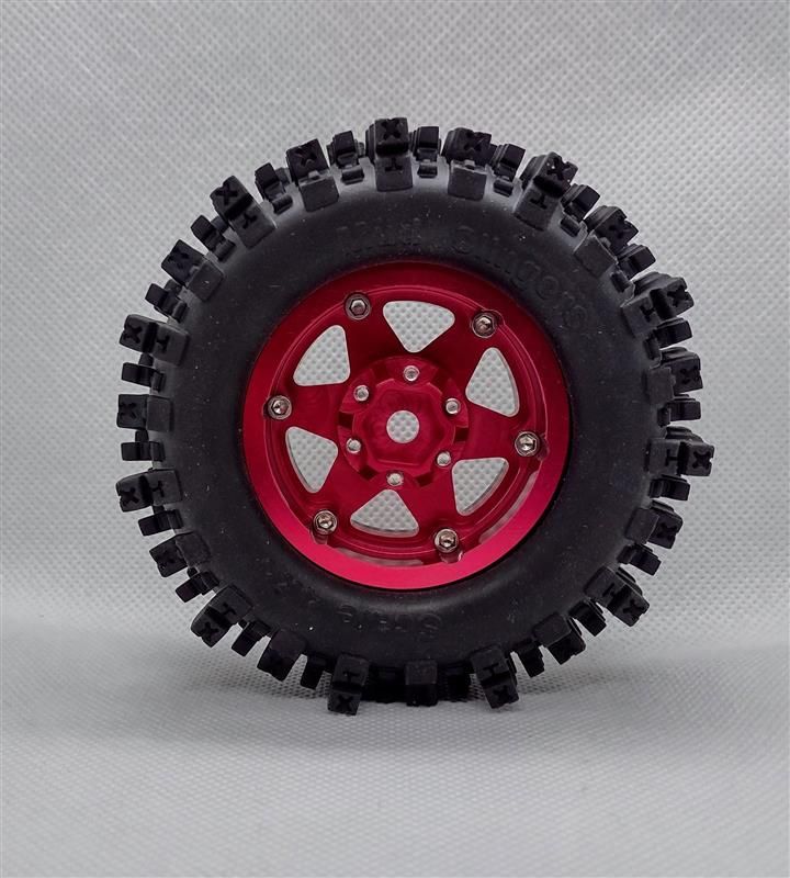 Hobby Details 1.9"Aluminum Wheels-6 Star (4) Red With Black Ring – image 3
