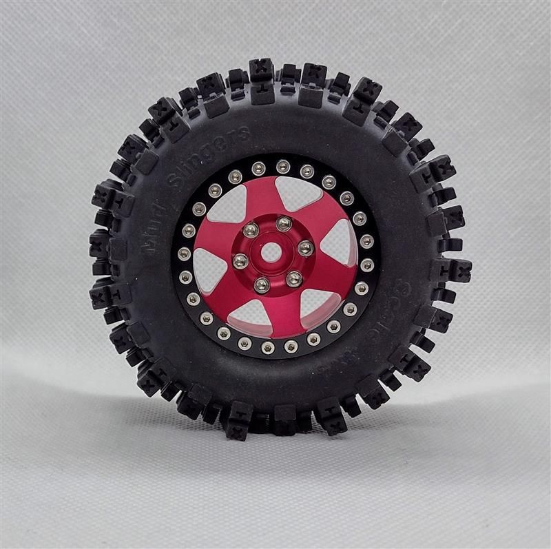Hobby Details 1.9"Aluminum Wheels-6 Star (4) Red With Black Ring – image 4