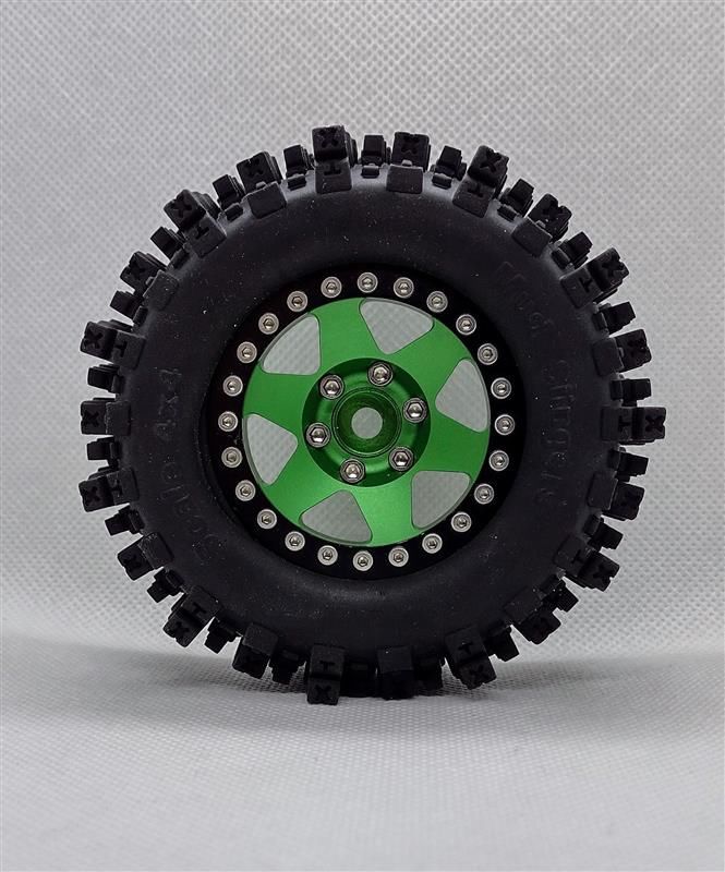 Hobby Details 1.9"Aluminum Wheels-6 Star (4) Green/Black Ring – image 5