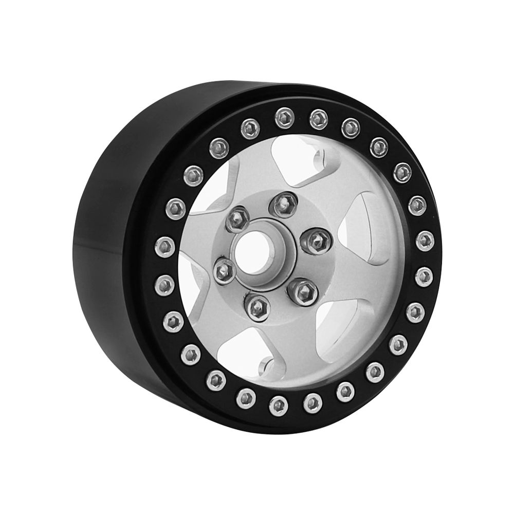 Hobby Details 1.9"Aluminum Wheels-6 Star (4) Silver/Black Ring – image 2