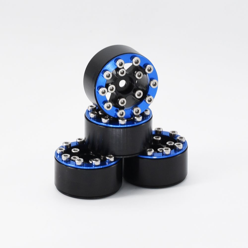 Hobby Details 1.0" CNC Aluminum Beadlock Wheels (4)(Blue) – image 2