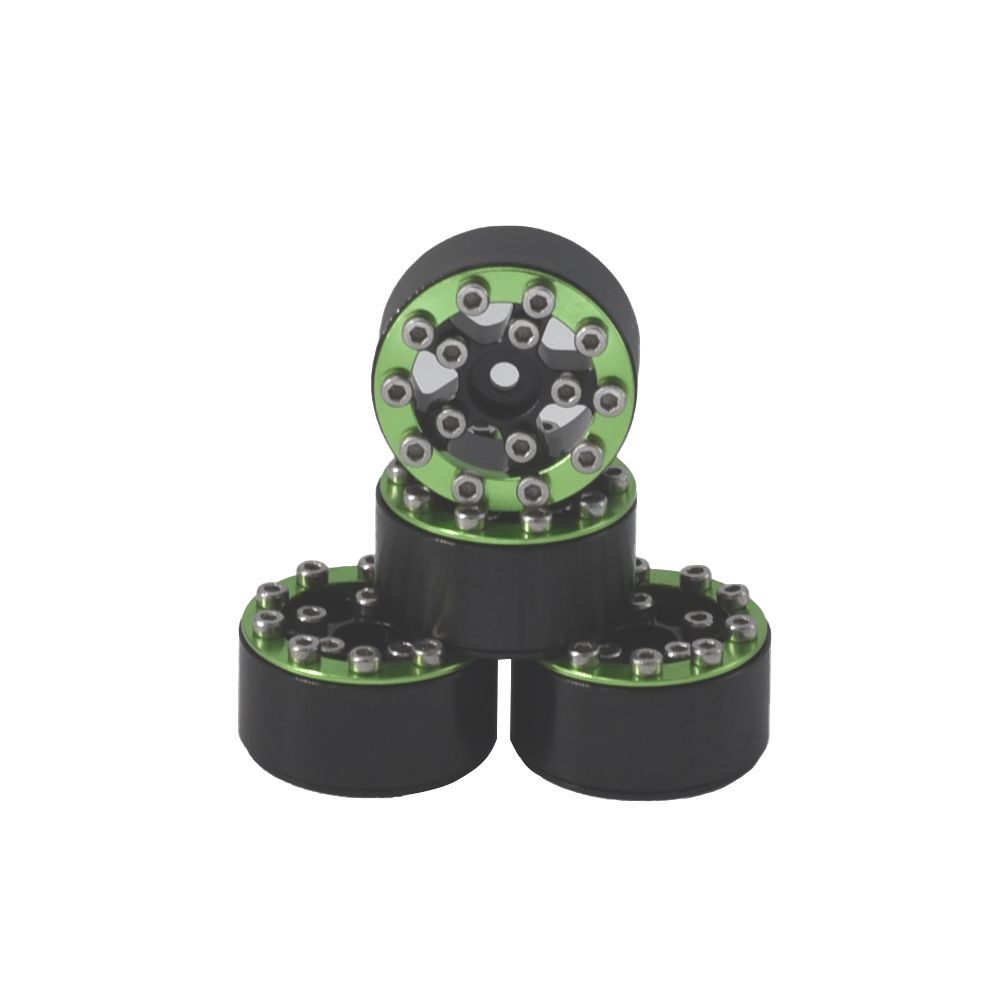 Hobby Details 1.0" CNC Aluminum Beadlock Wheels (4)(Green) – image 2