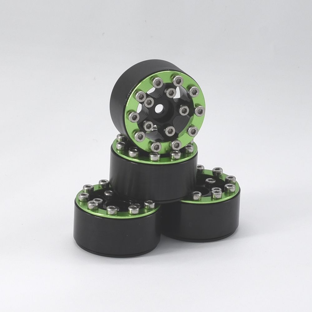 Hobby Details 1.0" CNC Aluminum Beadlock Wheels (4)(Green) – image 3