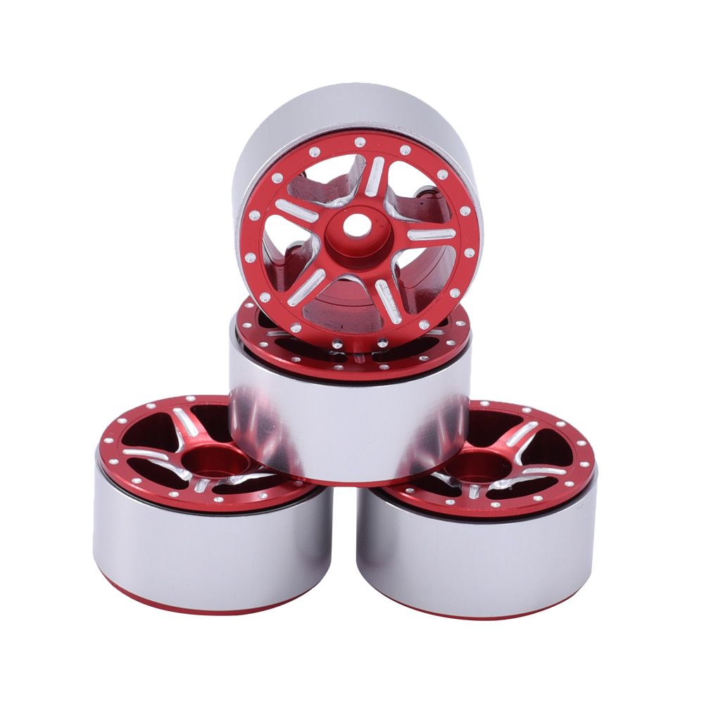 Hobby Details 1.0" Aluminum Starfish Beadlock Wheels (Red) – image 2