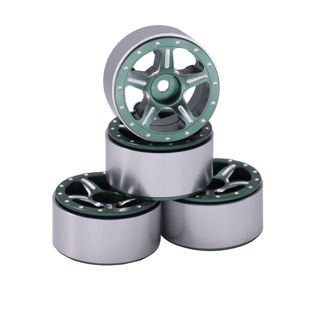 Hobby Details 1.0" Aluminum Starfish Beadlock Wheels (Green) – image 2