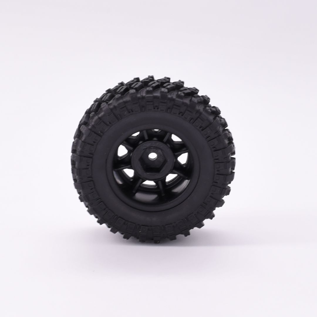 Hobby Details 1.0'' Pre-mounted Wheel & Tire Set (4) Red Stripe – image 5