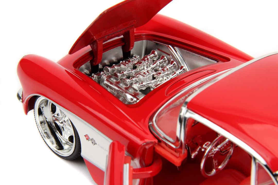 Jada 1/24 "BIGTIME Muscle" 1957 Chevy Corvette - Glossy Red – image 3