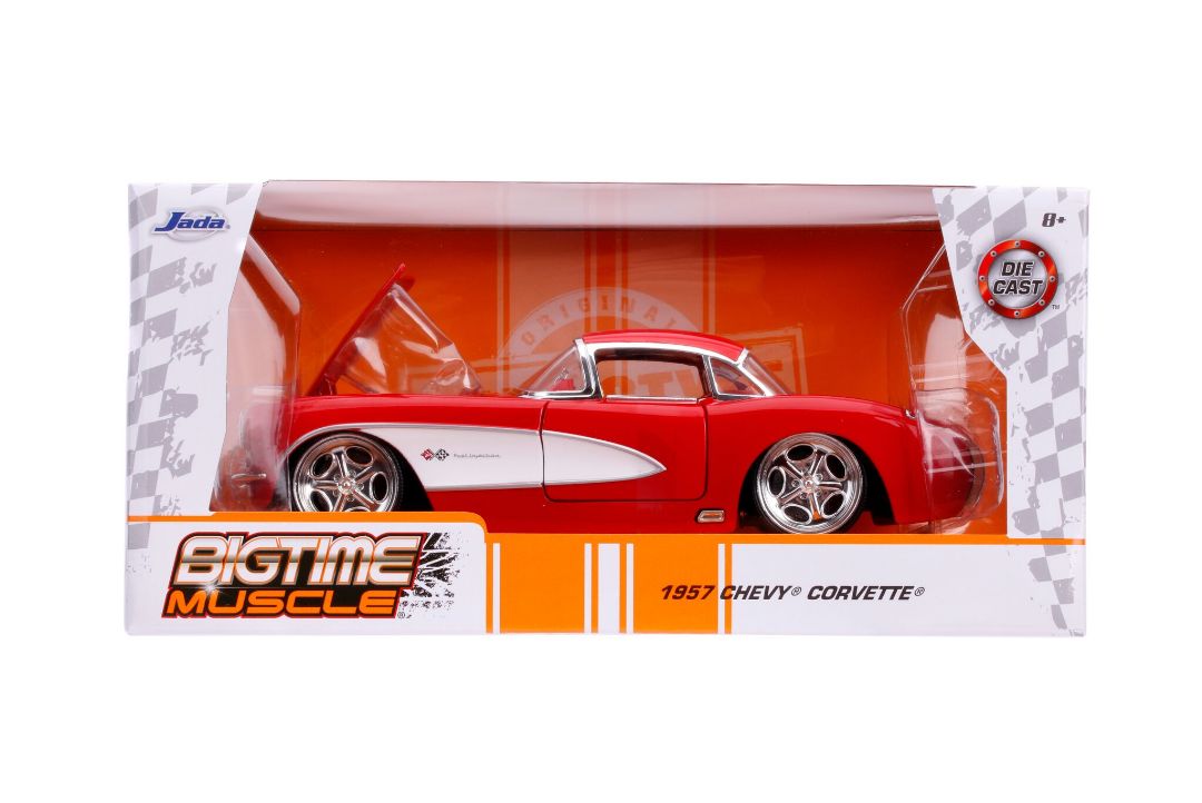 Jada 1/24 "BIGTIME Muscle" 1957 Chevy Corvette - Glossy Red – image 4