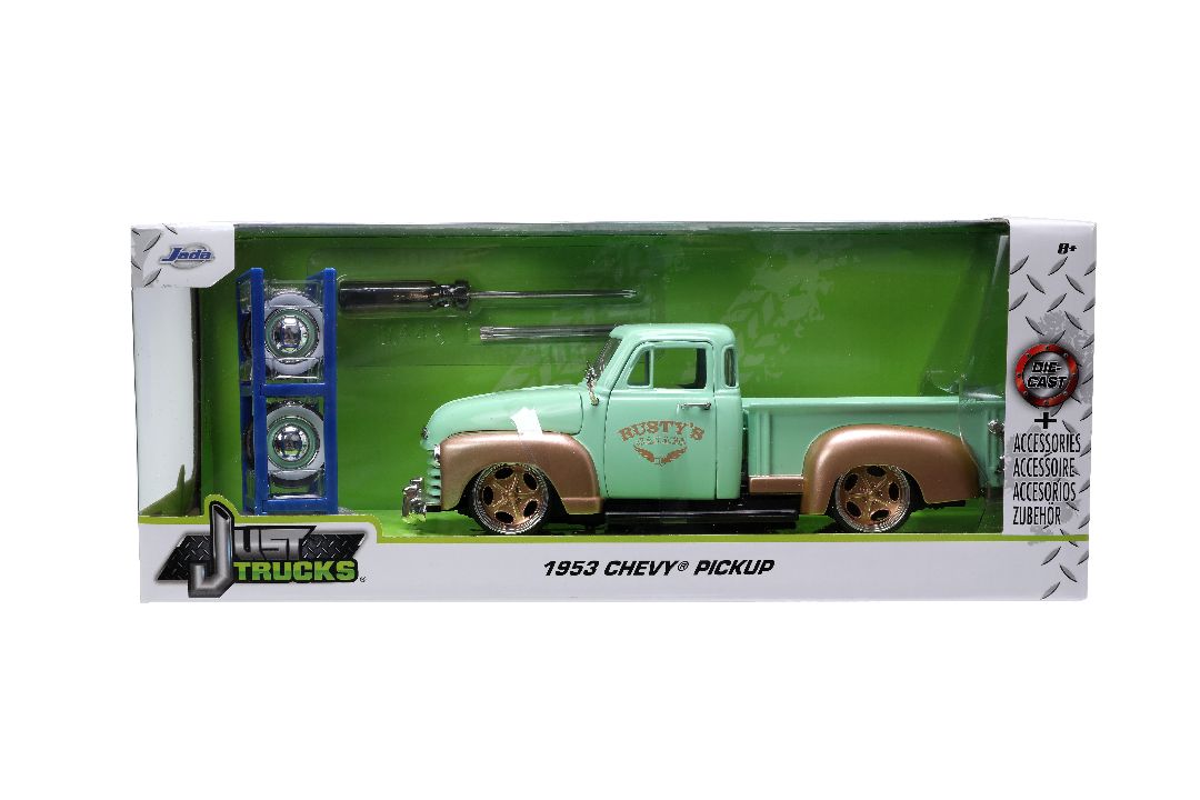 Jada 1/24 "Just Trucks" 1953 Chevy Pickup w/Rack - Light Green – image 13