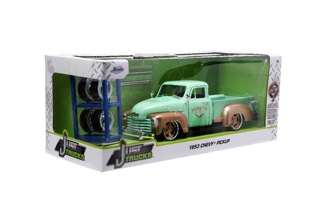 Jada 1/24 "Just Trucks" 1953 Chevy Pickup w/Rack - Light Green – image 14