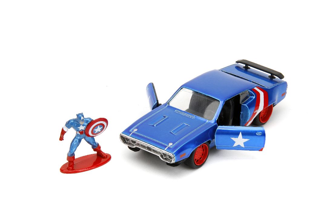 Jada 1/32 "Hollywood Rides" Marvel 1971 GTX w/Capt America – image 4