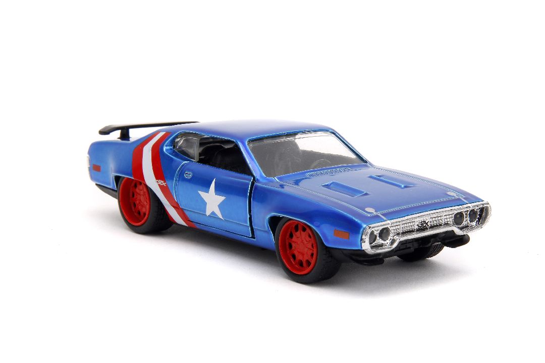 Jada 1/32 "Hollywood Rides" Marvel 1971 GTX w/Capt America – image 12