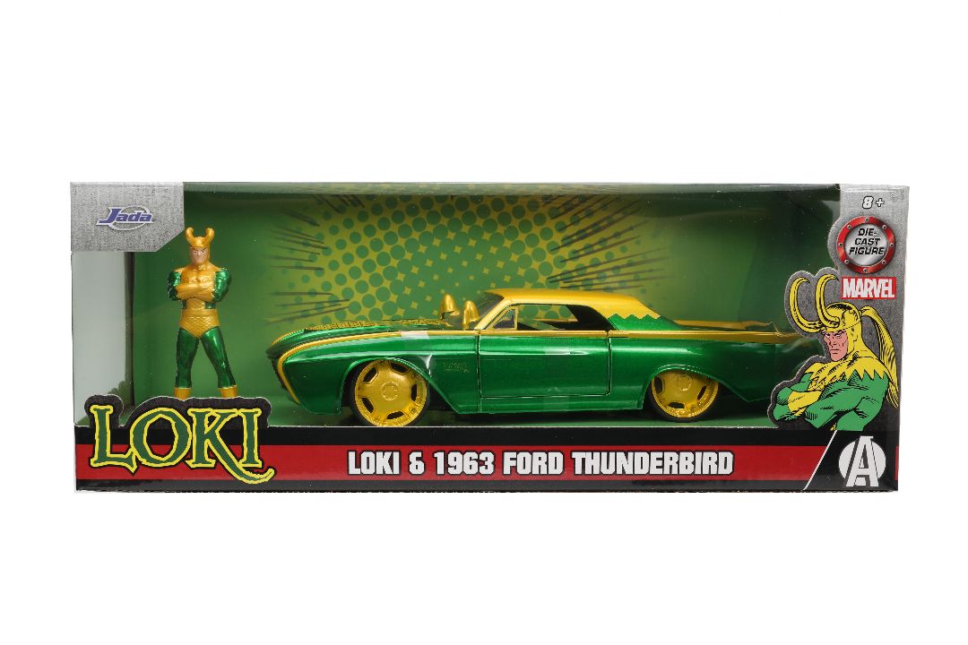 Jada 1/24 "Hollywood Rides" Marvel 1963 Thunderbird with LOKI – image 18