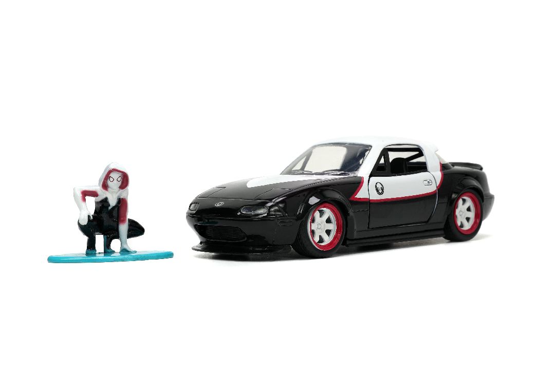 Jada 1/32 "Hollywood Rides" 1990 Mazda Miata w/Ghost Spider – image 2