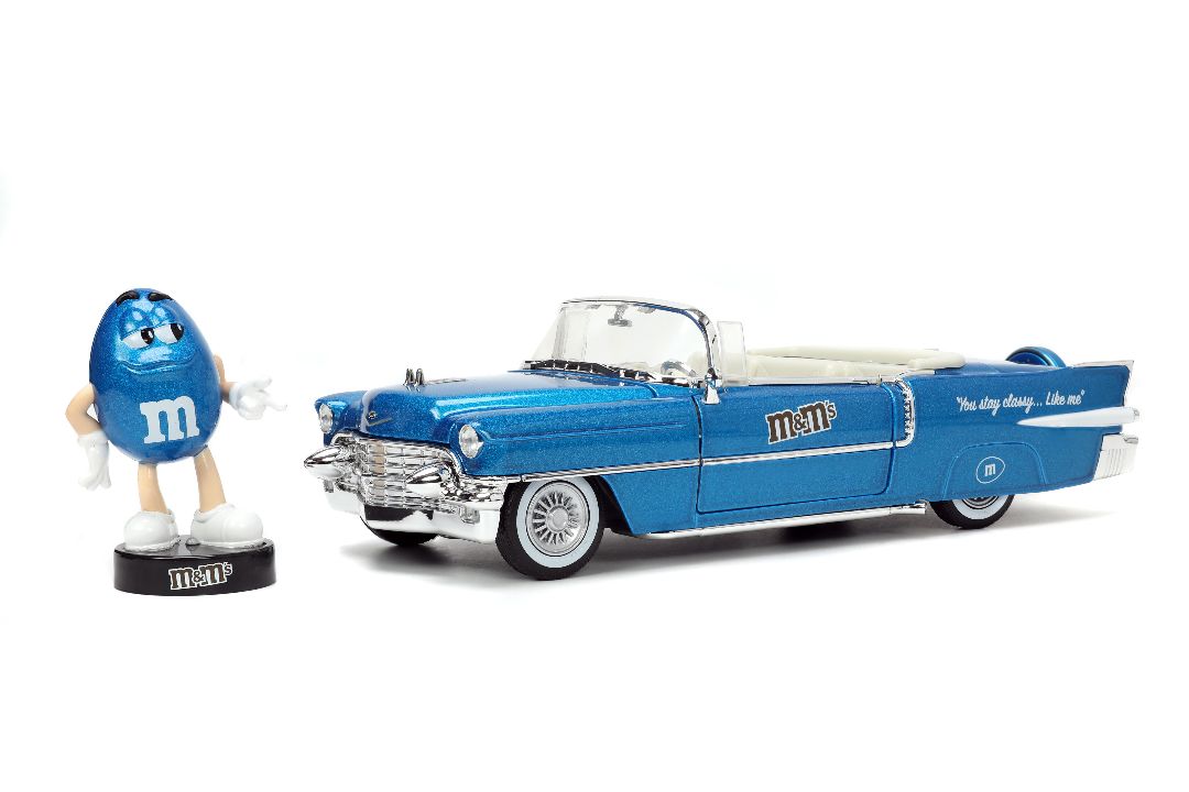 Jada 1/24 "Hollywood Rides" 1956 Cadillac with BLUE M&MÃÂ¢Ã¢ÂÂ¬Ã¢ÂÂ¢s thumbnail 1