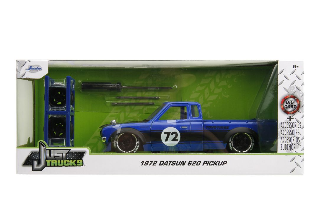 Jada 1/24 "Just Trucks" w/Rack 1972 Datsun 620 Pickup-Glossy Blu – image 15